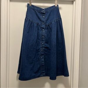 Vintage Diamond LII Denim Aline Maxi Skirt Sz 14 Women’s Buttons Made USA